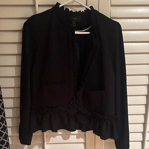J. Crew Elegant Black Ruffle Blazer